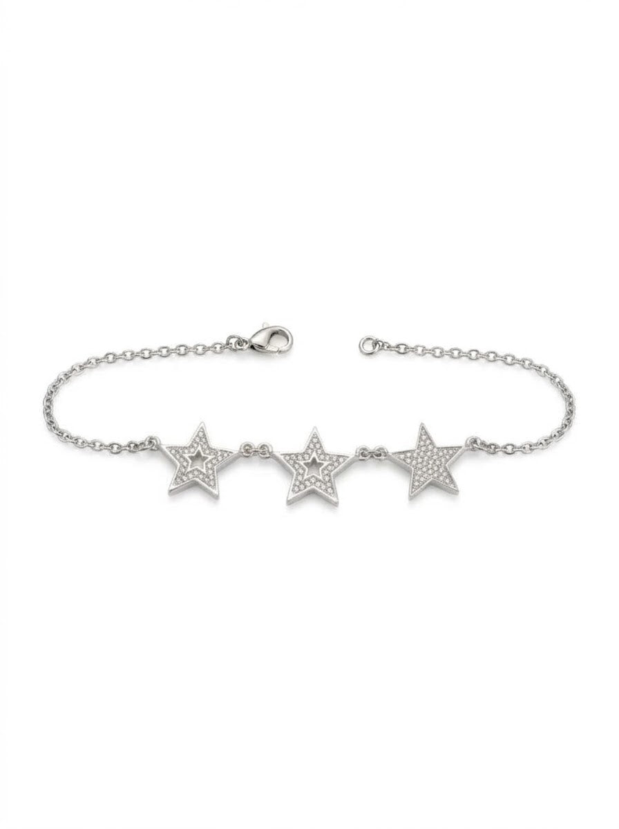 PULSERA FEMENINA DE PLATA ESTRELLAS