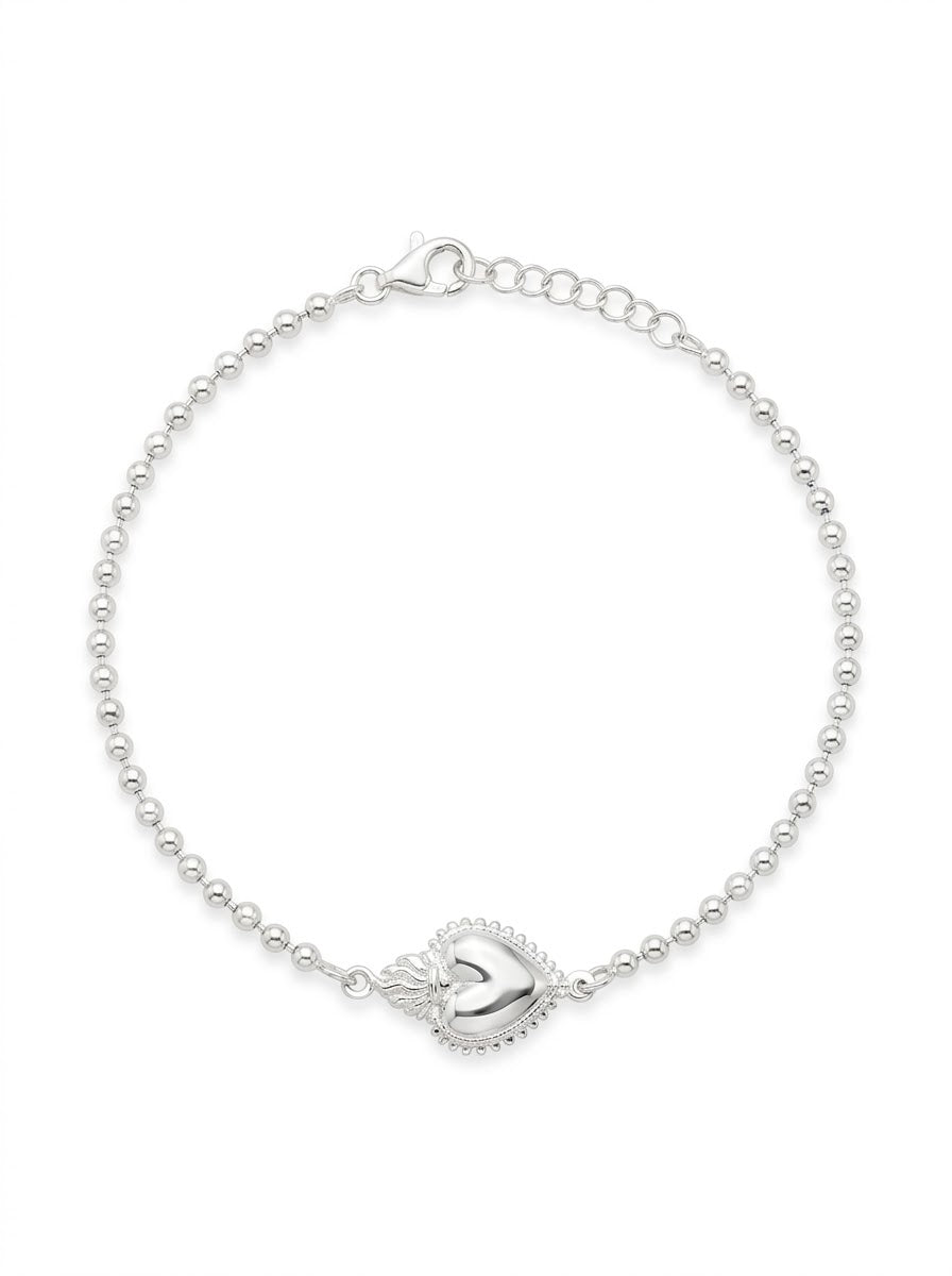 PULSERA DE PLATA PUNTOS CORAZÓN