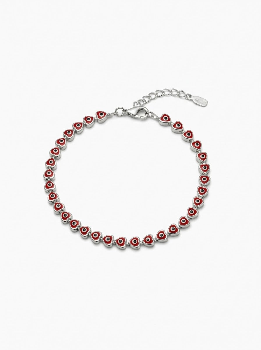 PULSERA DE PLATA OJO TURCO ROJO