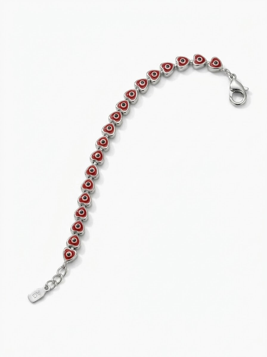 PULSERA DE PLATA OJO TURCO ROJO