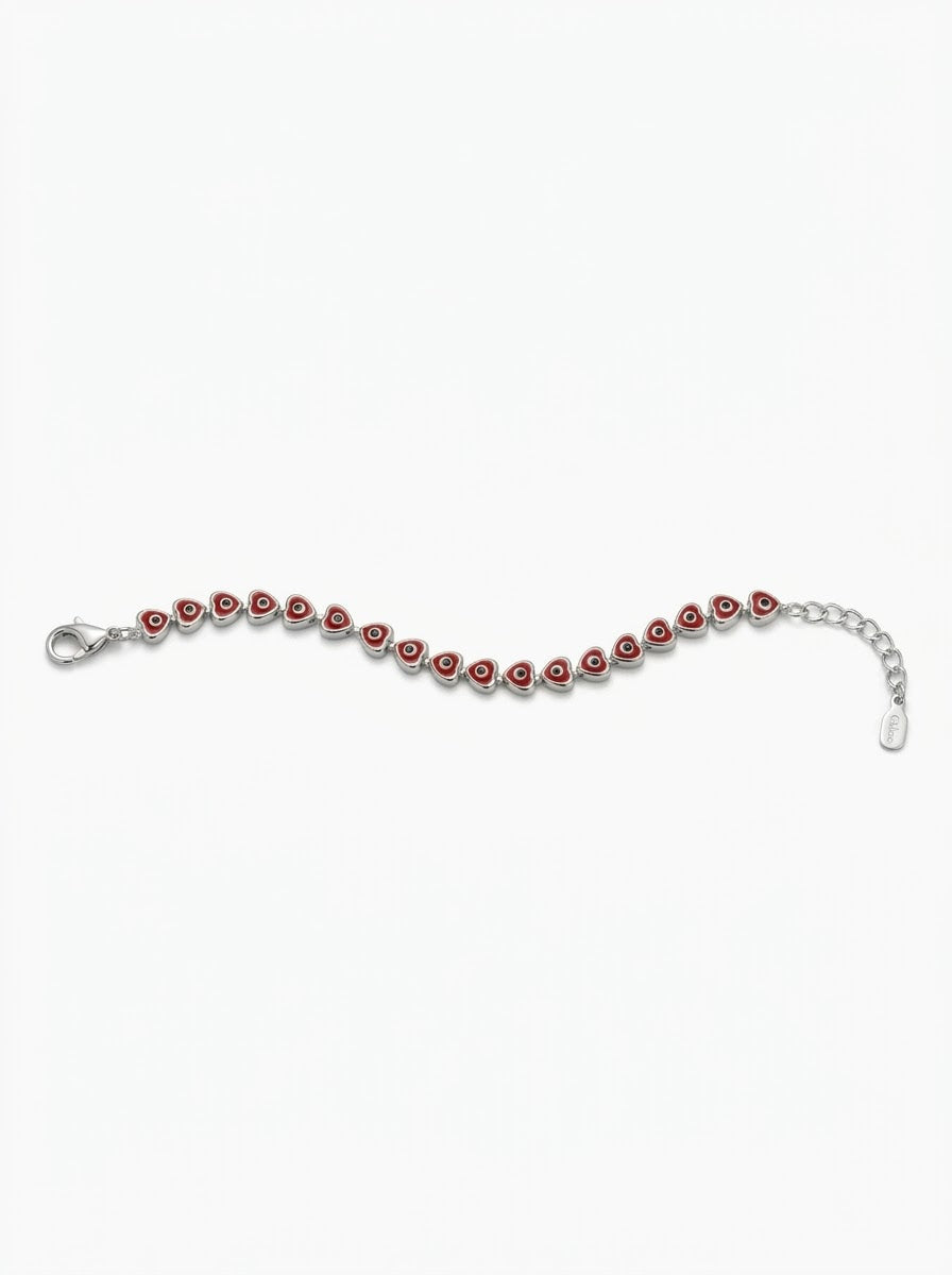 PULSERA DE PLATA OJO TURCO ROJO