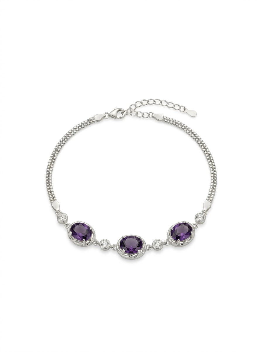PULSERA FEMENINA DE PLATA MORADO