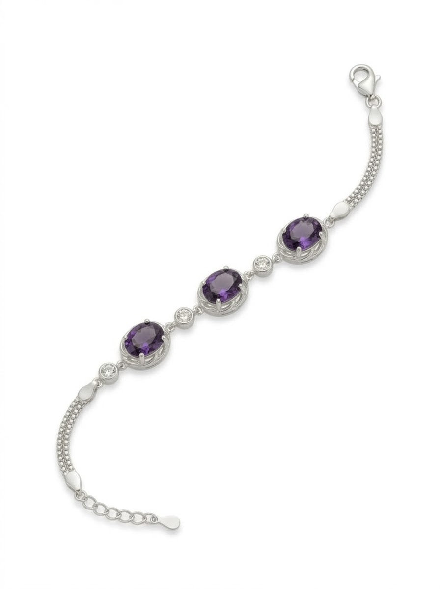PULSERA FEMENINA DE PLATA MORADO