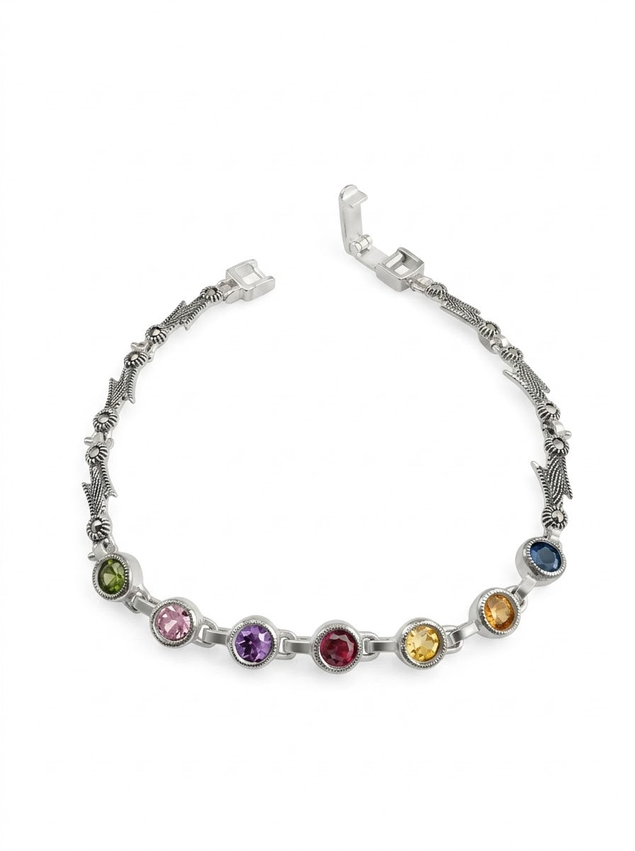 PULSERA DE PLATA CIRCON DE COLORES