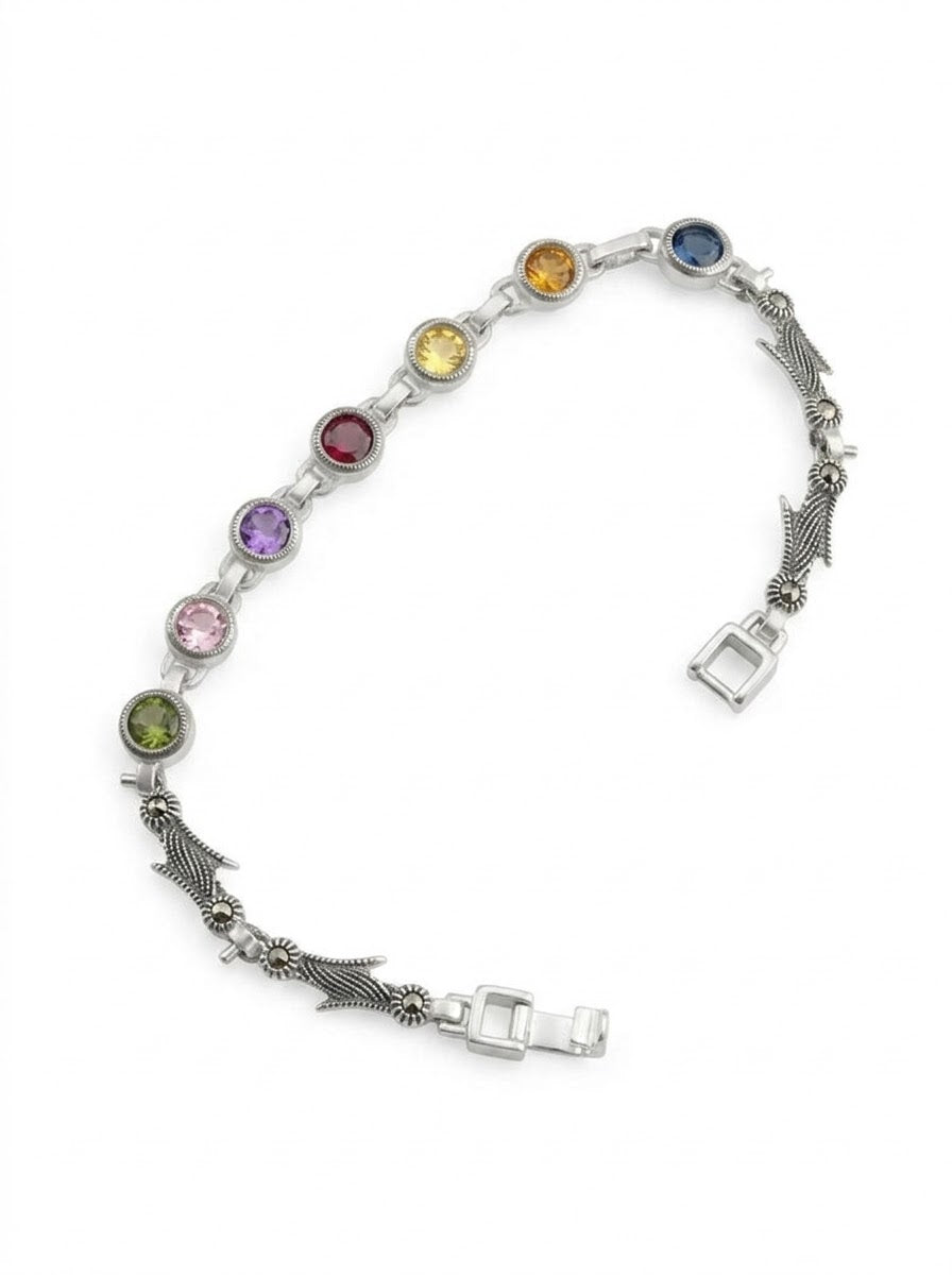 PULSERA DE PLATA CIRCON DE COLORES