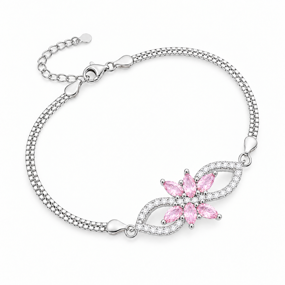 PULSERA FEMENINA DE PLATA ROSADO